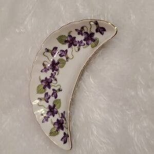Vintage Purple Violet Porcelain Crescent Bone Dish